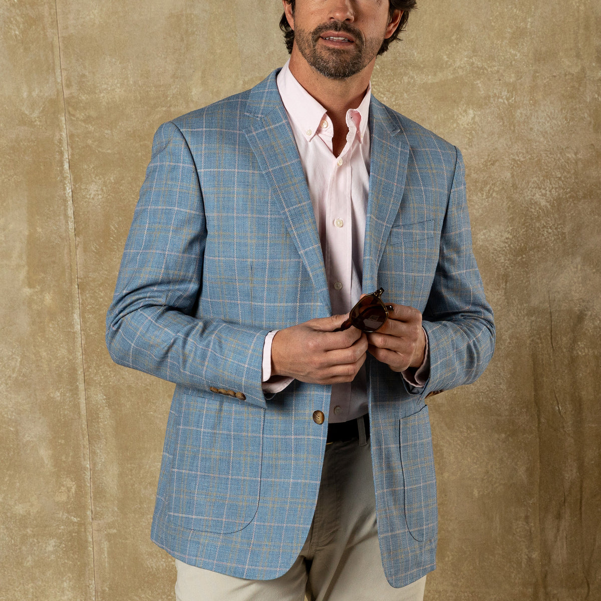 Bradner Plaid Sport Coat - Chambray Blue