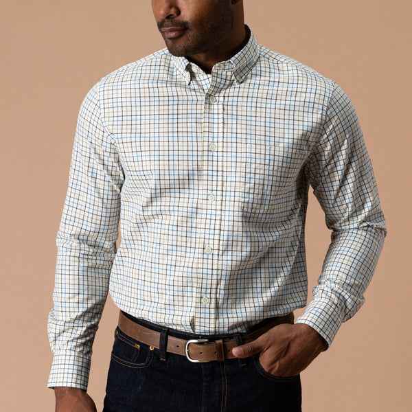 Cotton Twill Sport Shirt - Joyner Plaid - Wheatfield