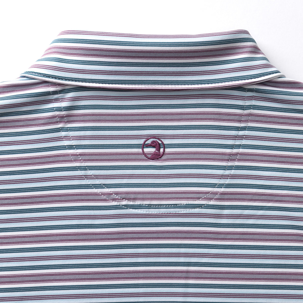 Long Drive Performance Polo - Caro Stripe - Aubergine