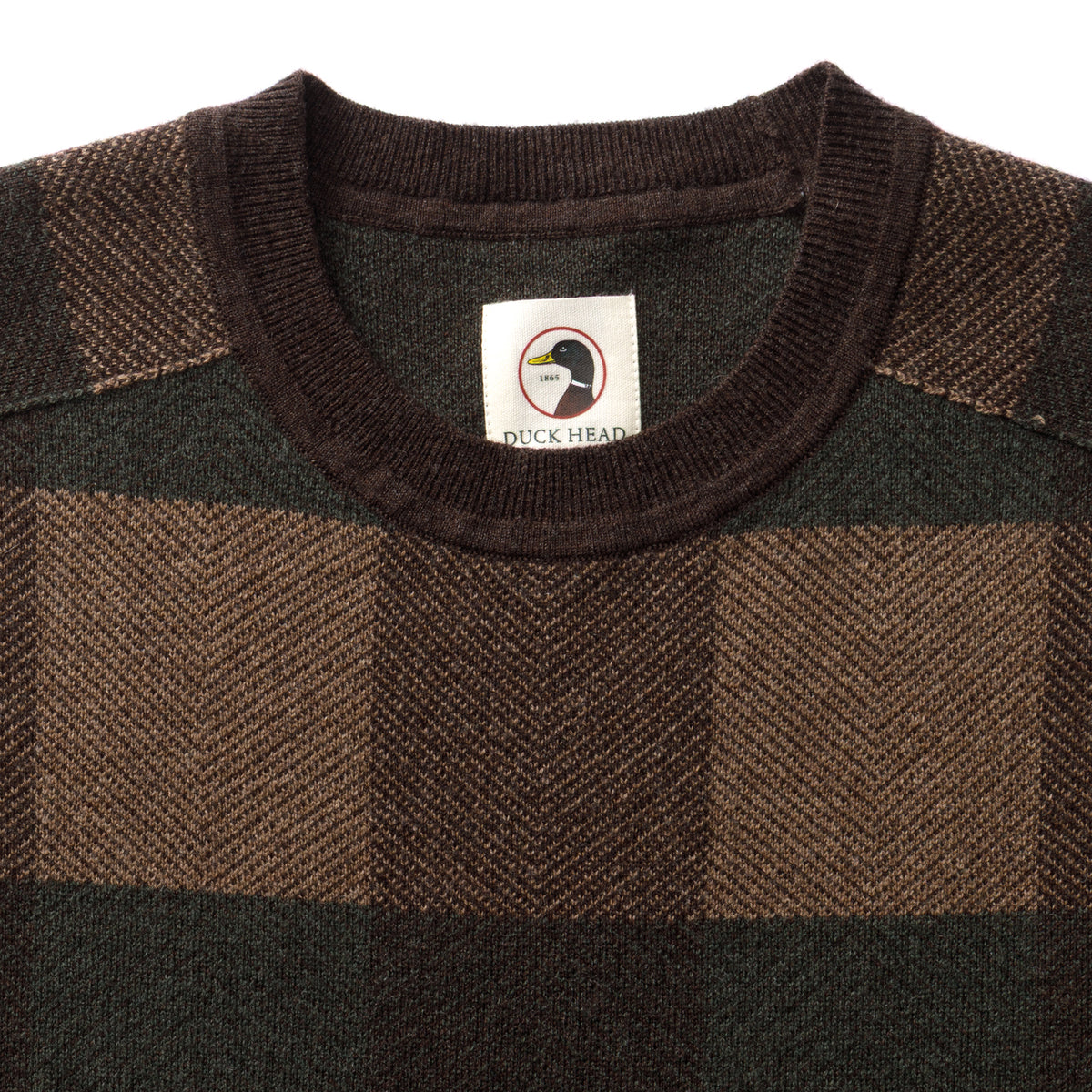 Whitfield Plaid Merino Crewneck Sweater - Chocolate Plum Heather