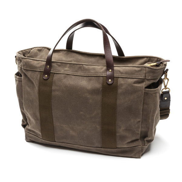 Large Waxed Canvas Tote - Field Brown