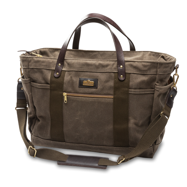 Large Waxed Canvas Tote - Field Brown
