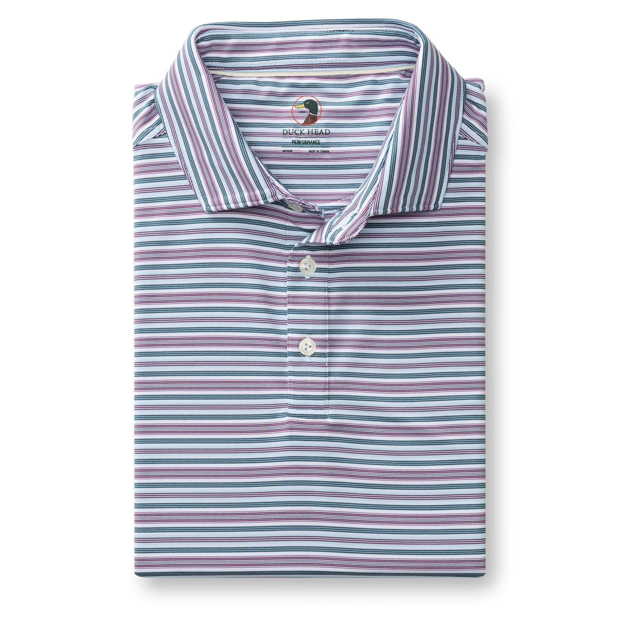 Long Drive Performance Polo - Caro Stripe - Aubergine
