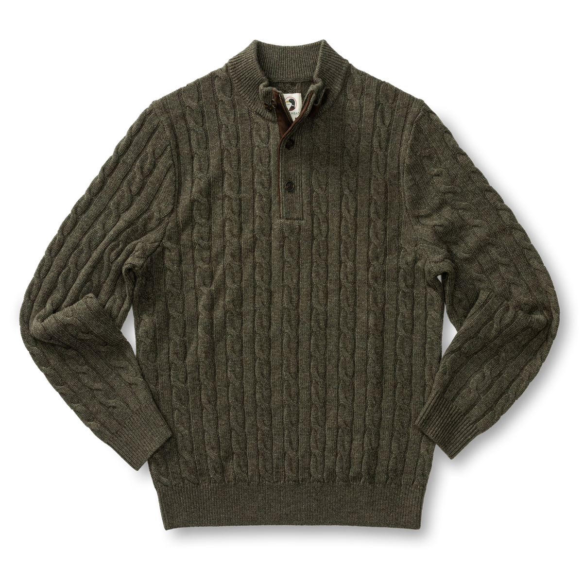 Walcott Merino Cashmere Cable Knit 1/4 Zip Sweater - Dark Olive Heather
