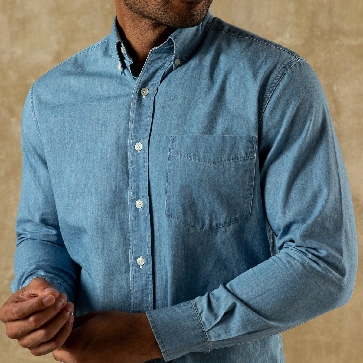 Denim Twill Sport Shirt - Dustin Solid - Denim