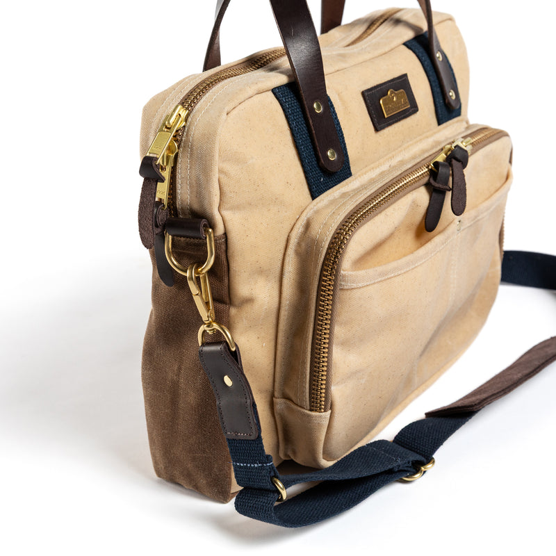 Waxed Canvas Laptop Bag - Natural