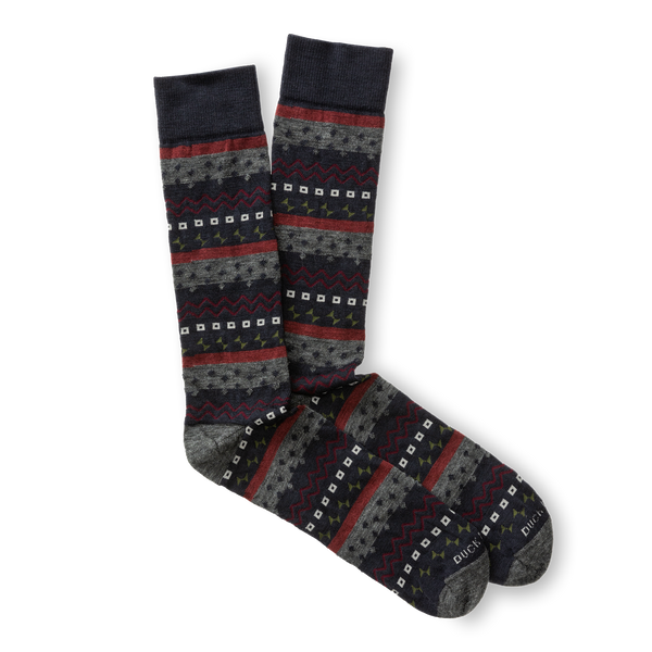 Birch Fair Isle Sock - Navy