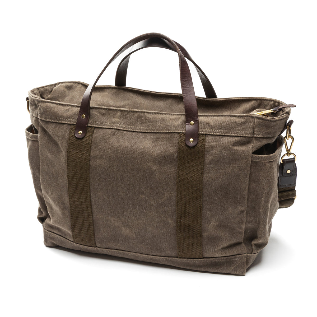 Large Waxed Canvas Tote - Field Brown