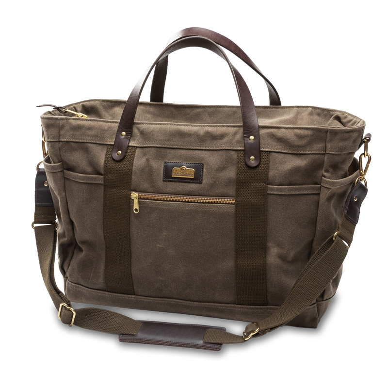 Large Waxed Canvas Tote - Field Brown