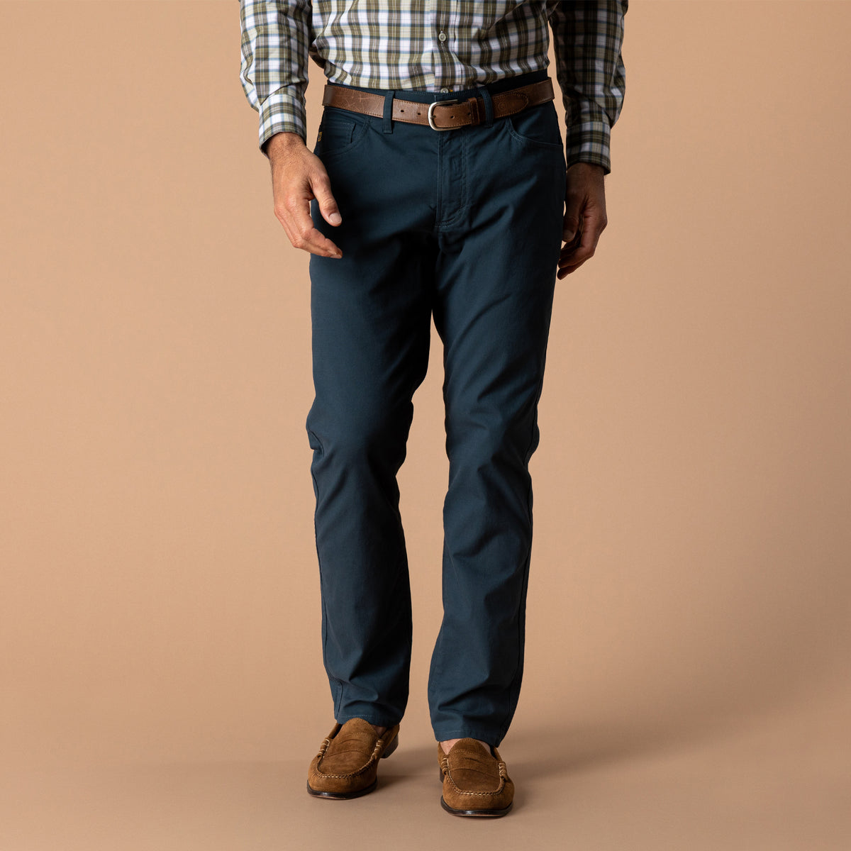 Classic Fit Pinpoint Canvas Five-Pocket - Midnight Navy