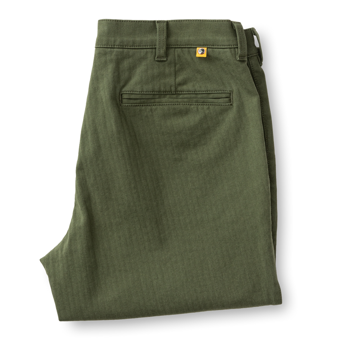 Cotton Wool Herringbone Gold School Chino - Duck Green